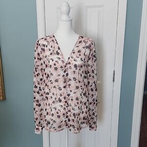 Saks Fifth Avenue Peachy Pink Animal Print Blouse